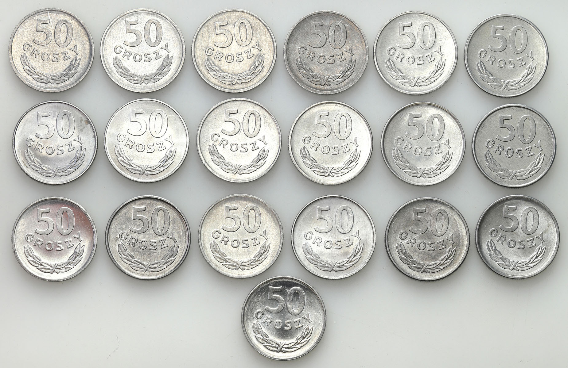 PRL. 50 groszy 1965-1987, zestaw 19 monet